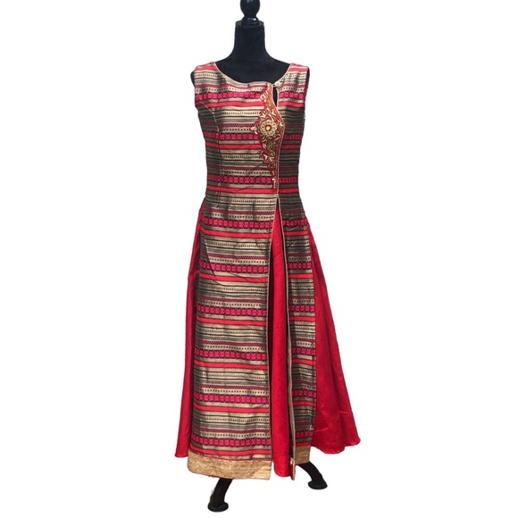 Traditional Red & Gold Dress Made in India size 8 - Picture 1 of 16